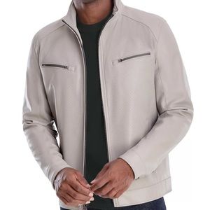 NEW- Michael Kord Men's Perforated VeganLeather Moto Jacket